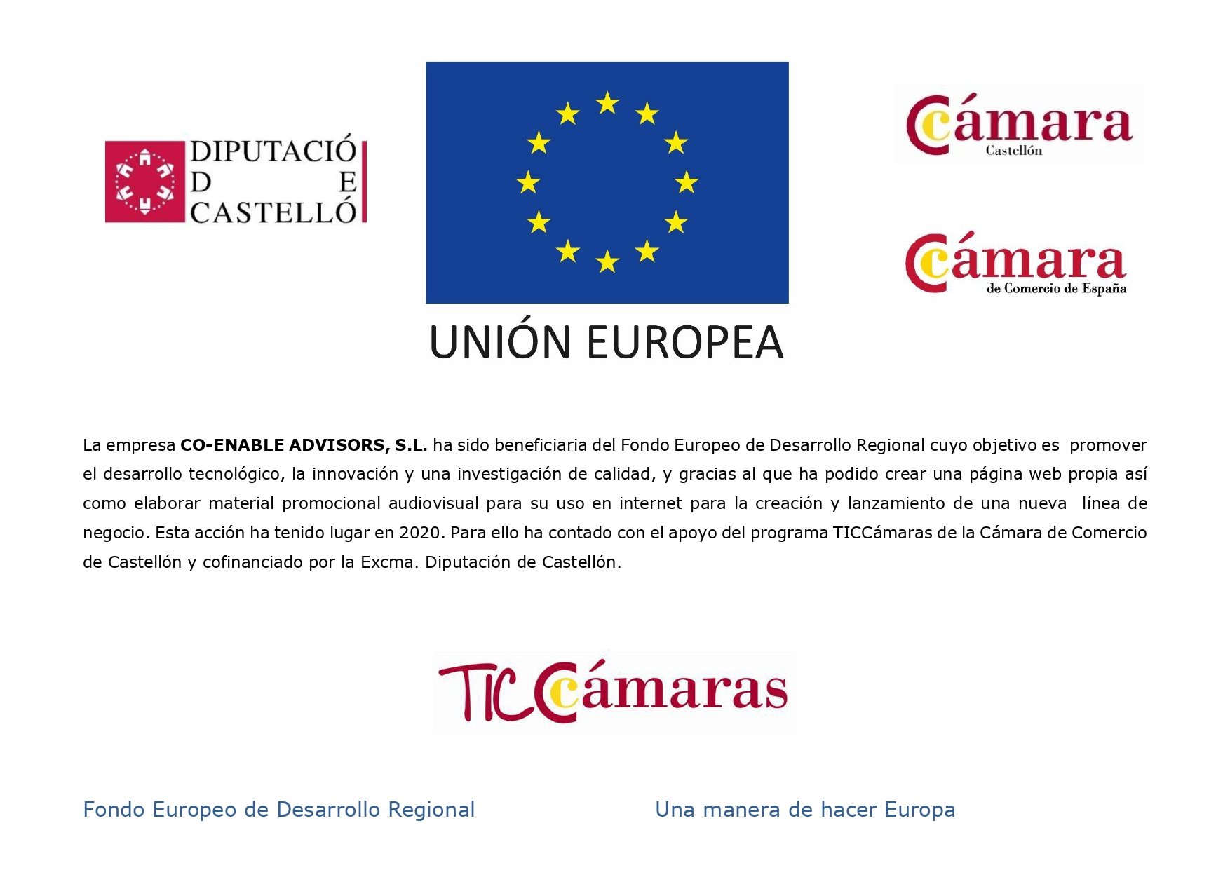 CARTEL empresa BENEFICIARIA TICCÁMARAS rellenado_page-0001 Co enable consultora estratégica beneficiaria TICCAMARAS